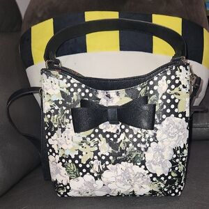 Betsey Johnson Black Floral Bow Shoulder Bag